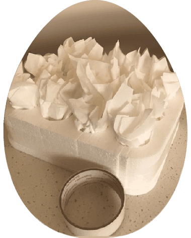 Placing egg wrapped in tissue into an available slot